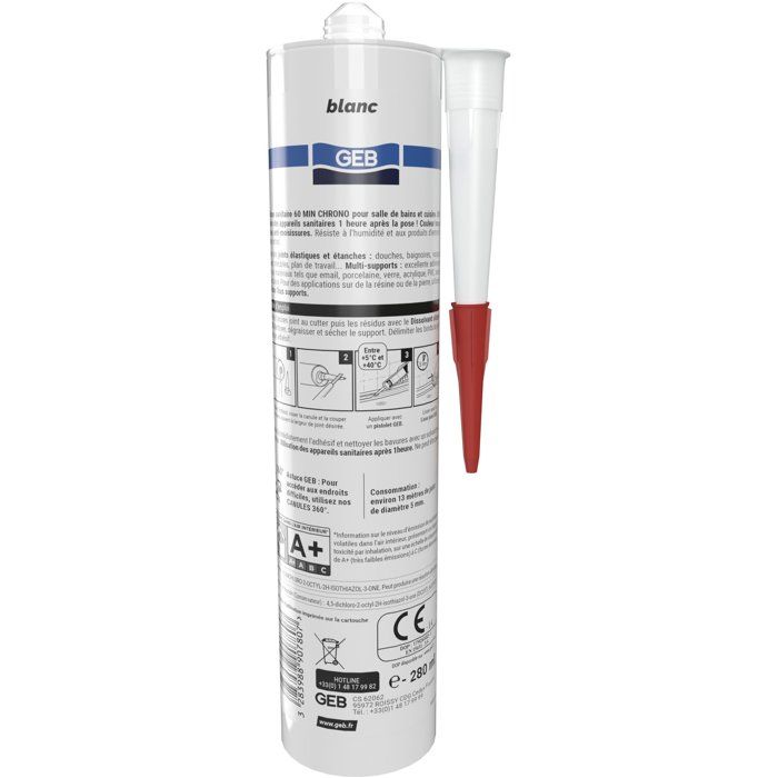 GEB Multi-Surface Sanitary Silicone - 60 Chrono - White - 280 ml