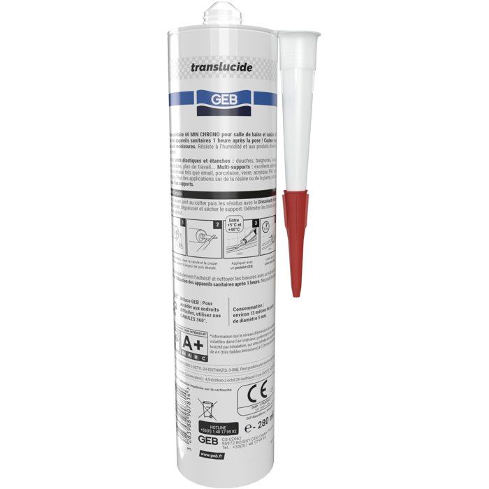 GEB Multi-Surface Sanitary Silicone - 60 Chrono - Translucent - 280 ml