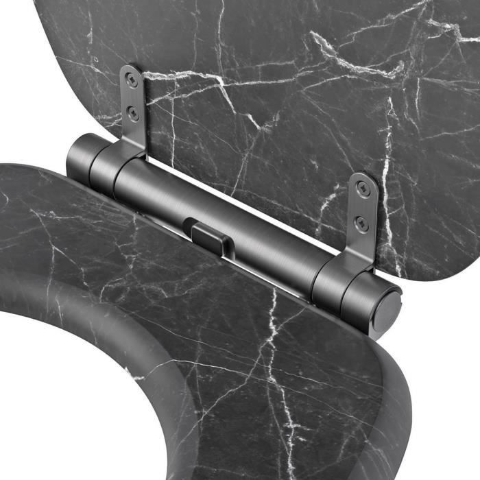 Black Marble Toilet Seat - FSC MDF - GELCO - Quick-Release - Brushed Graphite Metal Hinges