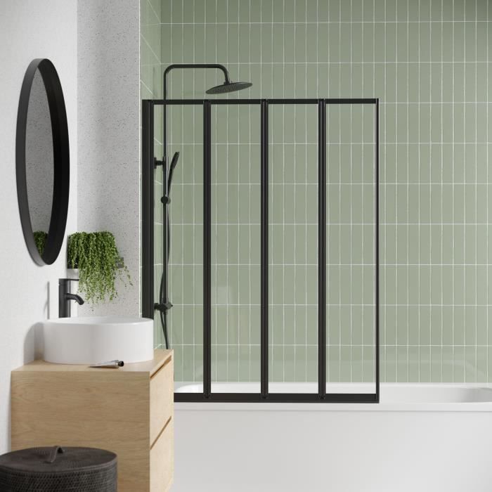 GELCO Lexia 4-Panel Bath Screen - Black - 110 x 140 cm