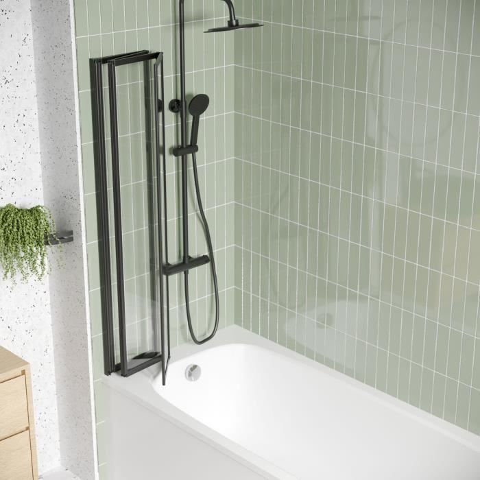 GELCO Lexia 4-Panel Bath Screen - Black - 110 x 140 cm