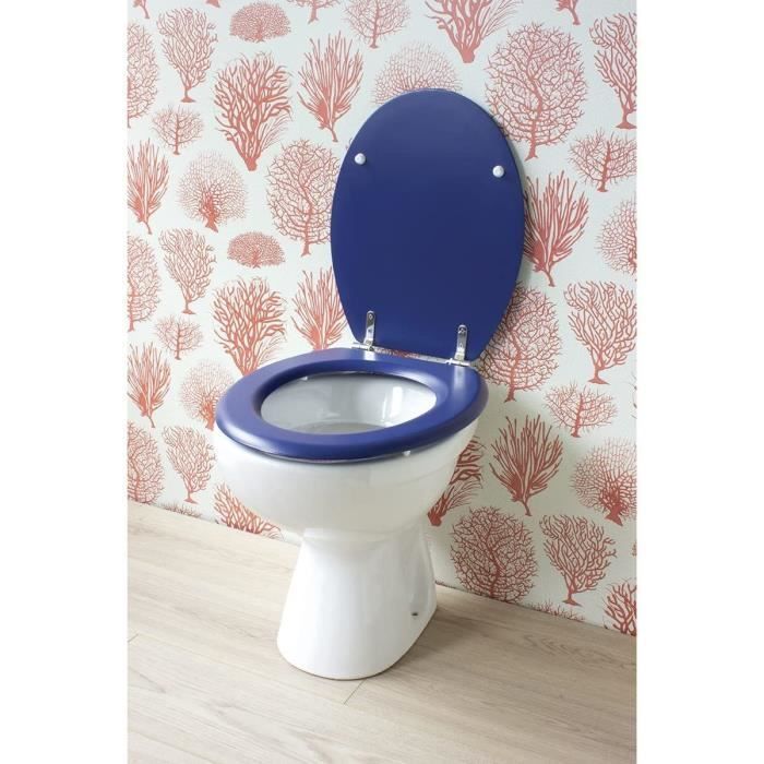 GELCO DESIGN Dolce Toilet Seat - Molded Wood - Navy Blue - Stainless Steel Hinges