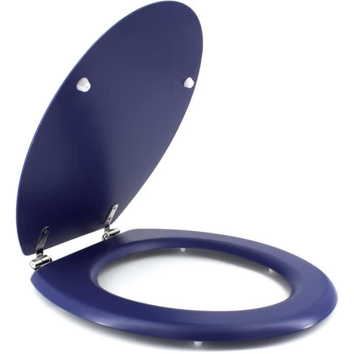 GELCO DESIGN Dolce Toilet Seat - Molded Wood - Navy Blue - Stainless Steel Hinges