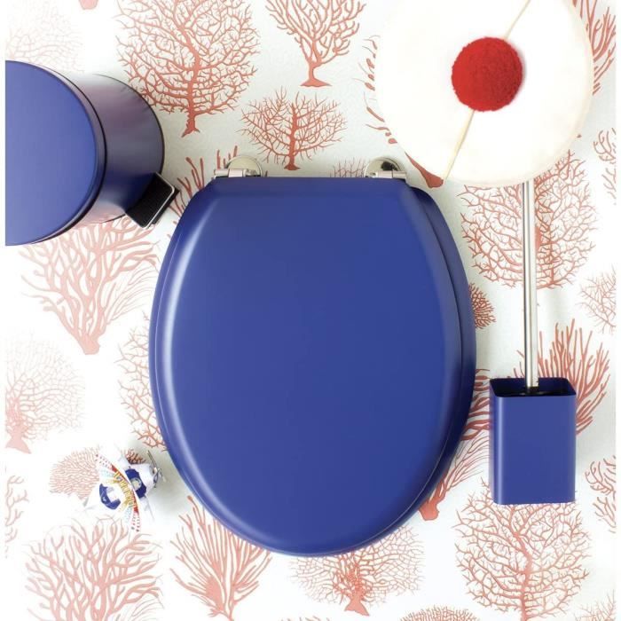 GELCO DESIGN Dolce Toilet Seat - Molded Wood - Navy Blue - Stainless Steel Hinges