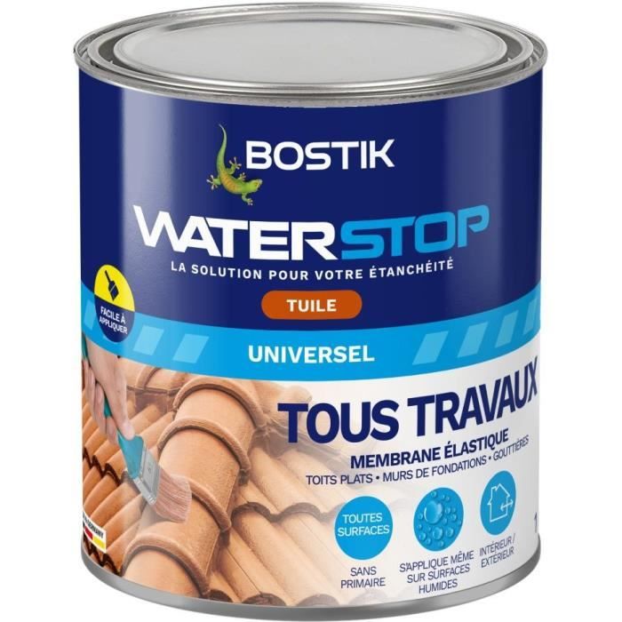 BOSTIK Waterstop Waterproofing Membrane 1 kg Tub - Leak Repair - Tile Color