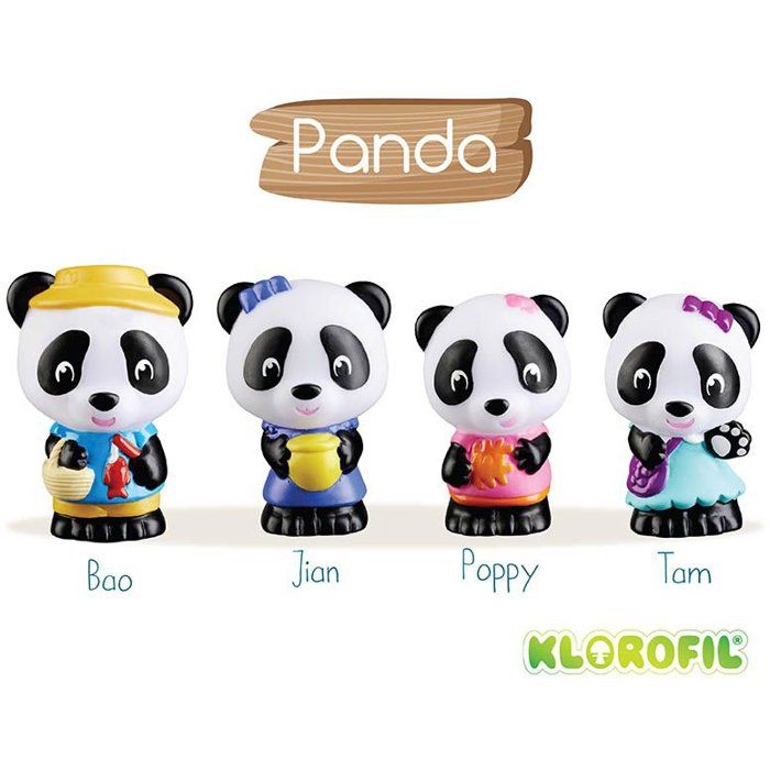 SOPHIE THE GIRAFFE - Klorofil Panda Figurines Set of 4 - Bao, Jian, Tam, Poppy