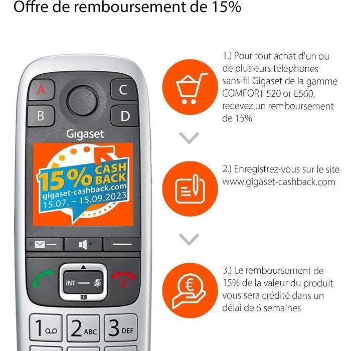 Gigaset DECT Cordless Phone Silver Giga E 560