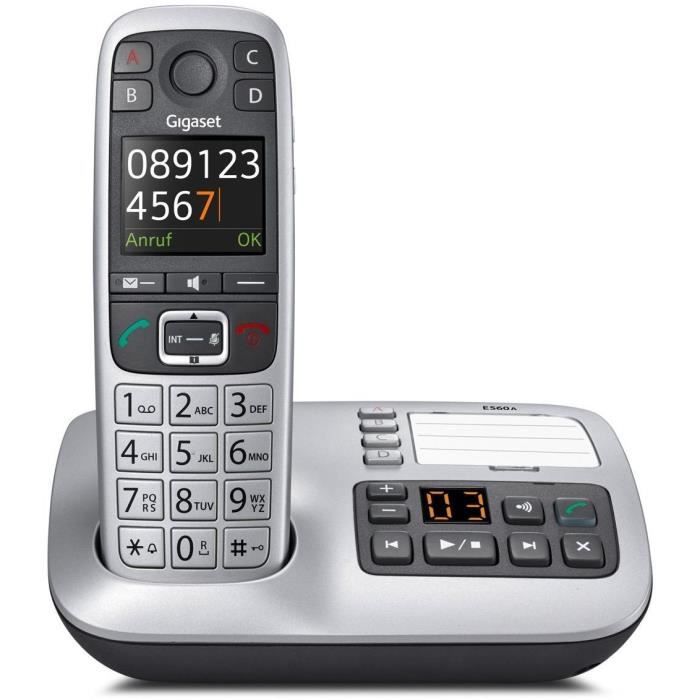 GIGASET Landline Phone E560A Silver with Answering Machine