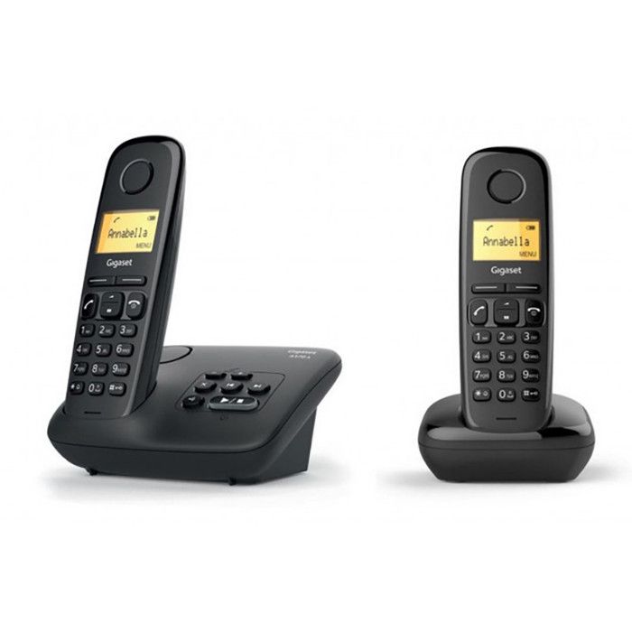 GIGASET A 170 A Duo Cordless Phone Black with Answering Machine 50-Contact