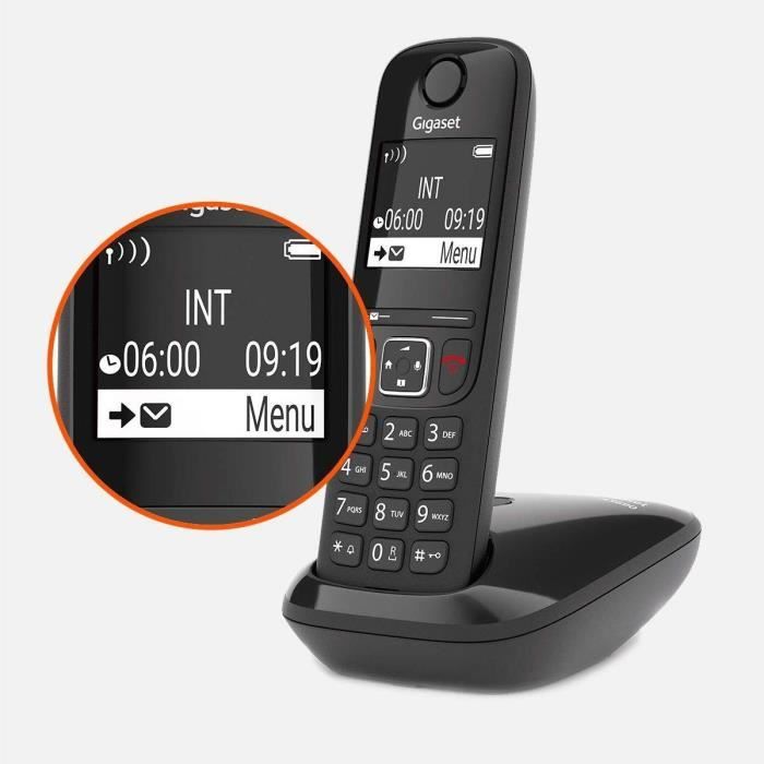 GIGASET AS690 Corded Telephone - Black - High-Performance Hands-Free, Call Blocking