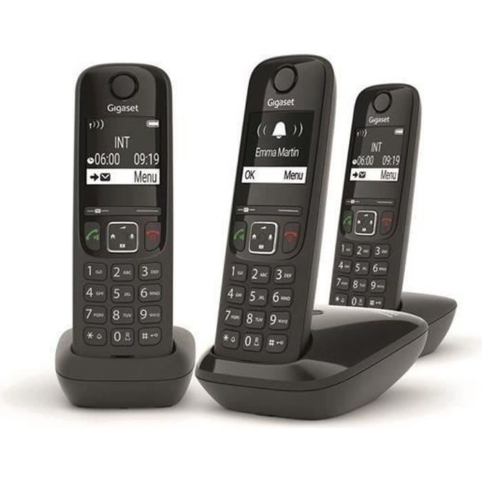 Gigaset AS690 Trio Cordless Phone - Black - 100 Contacts - Hands-free