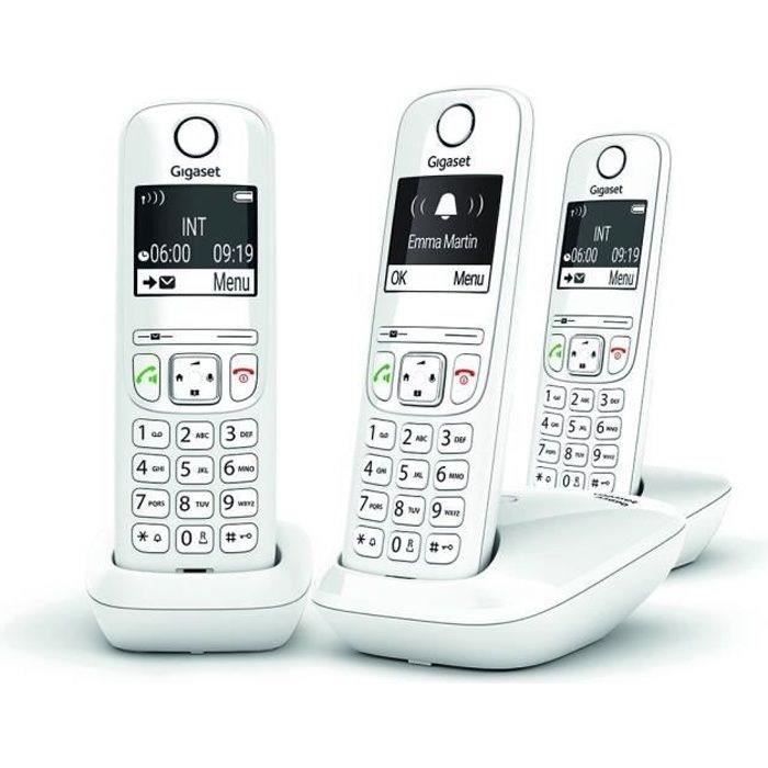 Gigaset AS690 Trio Cordless Phone - White - 100 Contacts - Hands-free