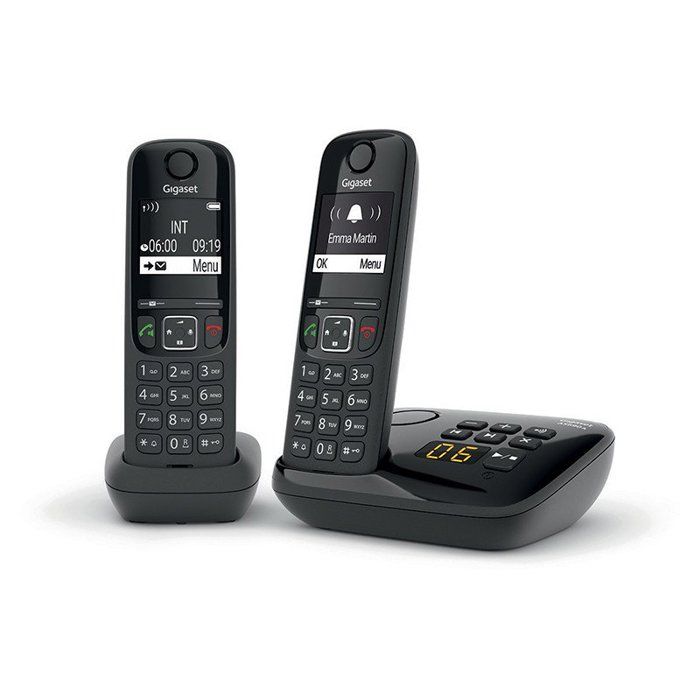 Gigaset AS690 A Duo Cordless Phone - Black - 20 min Answering Machine