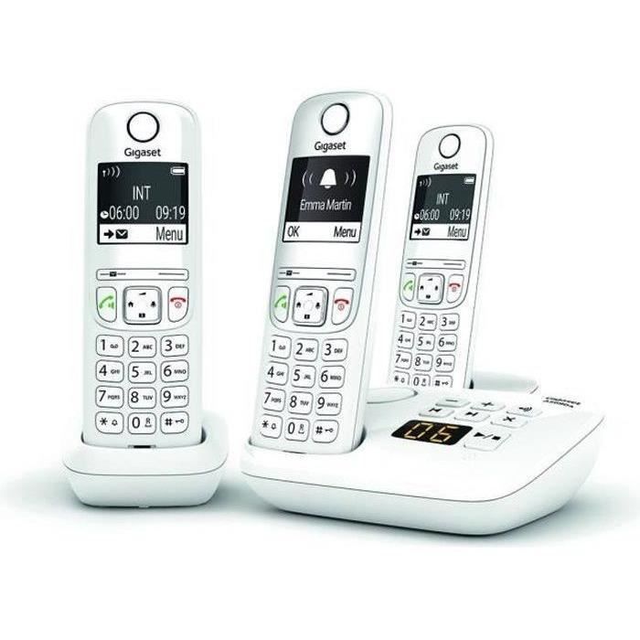 GIGASET AS690 A Trio Cordless Phone - White - Answering Machine, 20 Ringtones