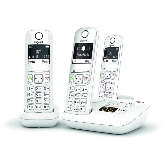 GIGASET AS690 A Trio Cordless Phone - White - Answering Machine, 20 Ringtones