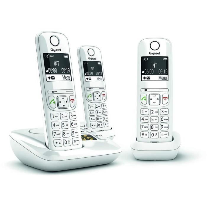 GIGASET AS690 A Trio Cordless Phone - White - Answering Machine, 20 Ringtones