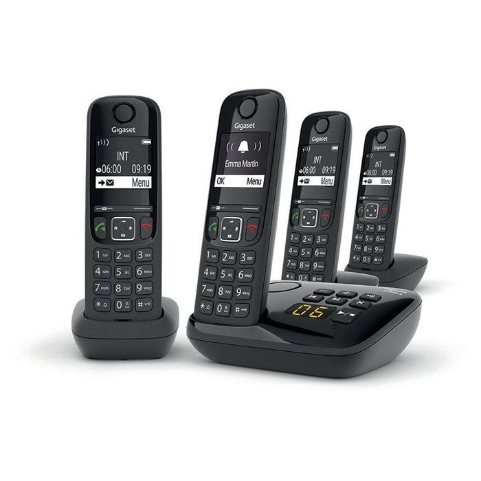 GIGASET AS690 A Quattro Corded Telephone - Black - Answering Machine, Hands-Free Mode