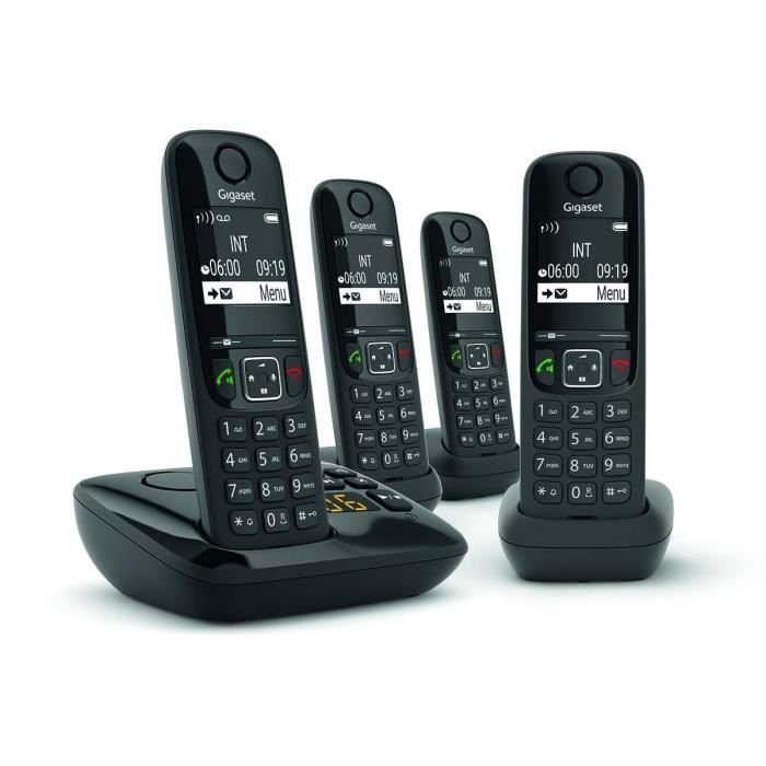 GIGASET AS690 A Quattro Corded Telephone - Black - Answering Machine, Hands-Free Mode