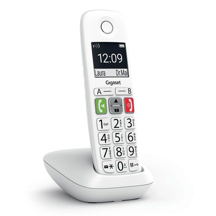 GIGASET E290 Cordless Phone - White - Large Screen, Audio Boost, 150-Contact Phonebook
