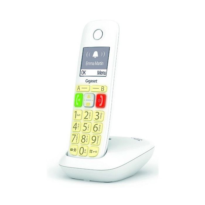 GIGASET E290 Cordless Phone - White - Large Screen, Audio Boost, 150-Contact Phonebook