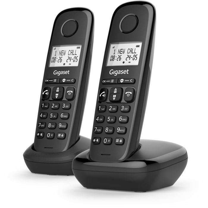 GIGASET Basic 100 Duo Landline Phone - Hands-free - Backlit Screen - 50-contact Phonebook