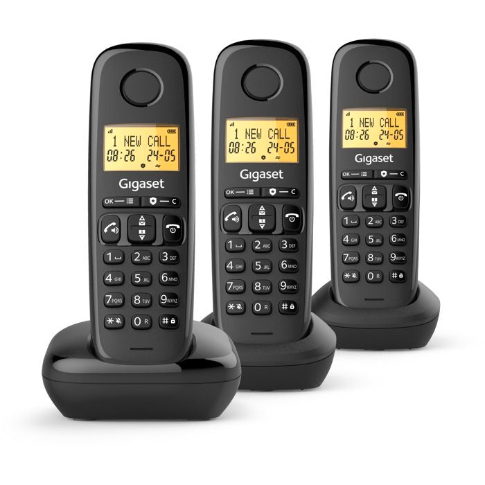 GIGASET Basic 100 Trio Landline Phone - Hands-free - Backlit Screen - 50-contact Phonebook