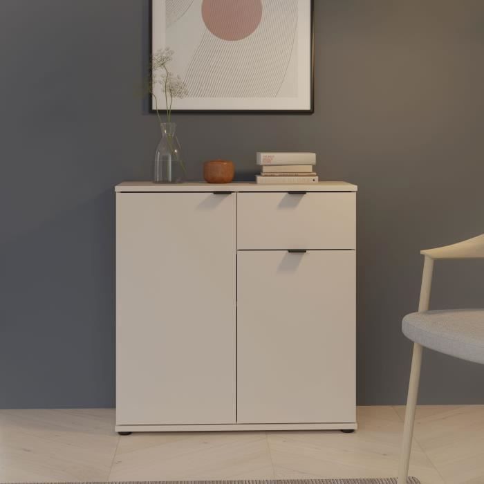 GANYMEDE Storage Unit - Sand - 2 Doors/1 Drawer - 80.1 x 34.1 x 82.3 cm