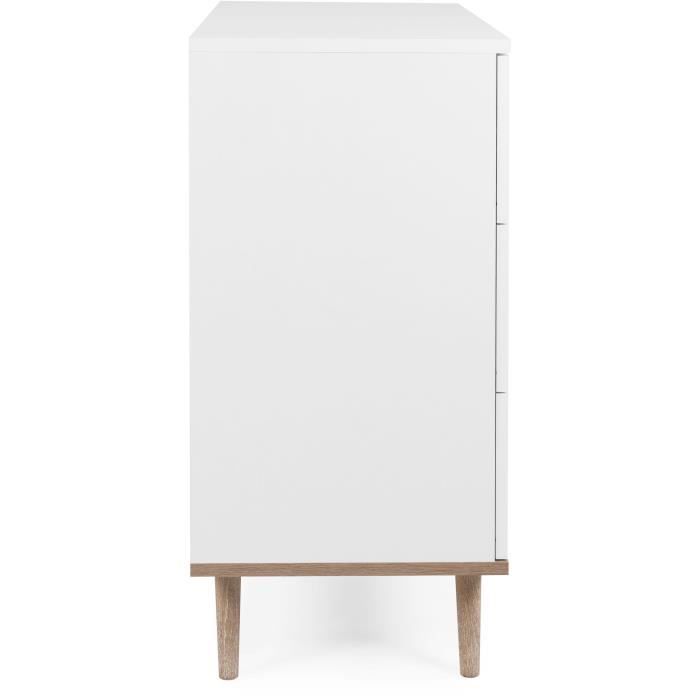 GOTEBORG Chest of Drawers - 3 Drawers - White and Oak Finish - Scandinavian Style - W 79.8 x D 40 x H 86.5
