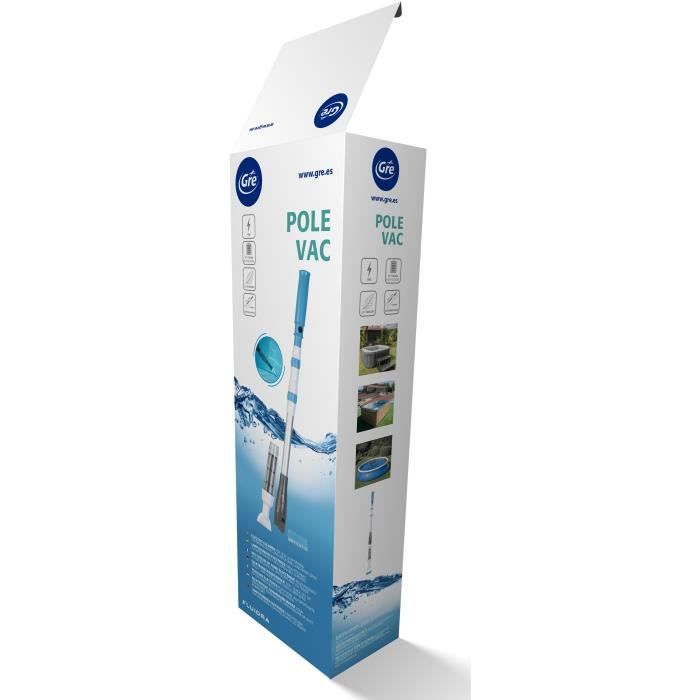 GRE - Nettoyeur aspirateur de fond a batterie pour piscine - Avec manche téléscopique