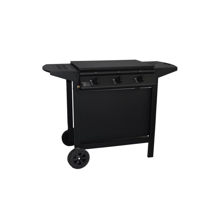 GRILL GARDEN Gas Barbecue + Griddle - 3 Burners - Black - Protective Cover
