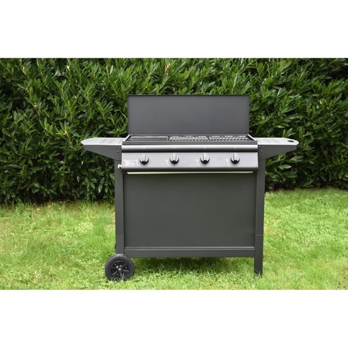 GRILL GARDEN Gas Barbecue - 4 Burners - Black - Protective Cover