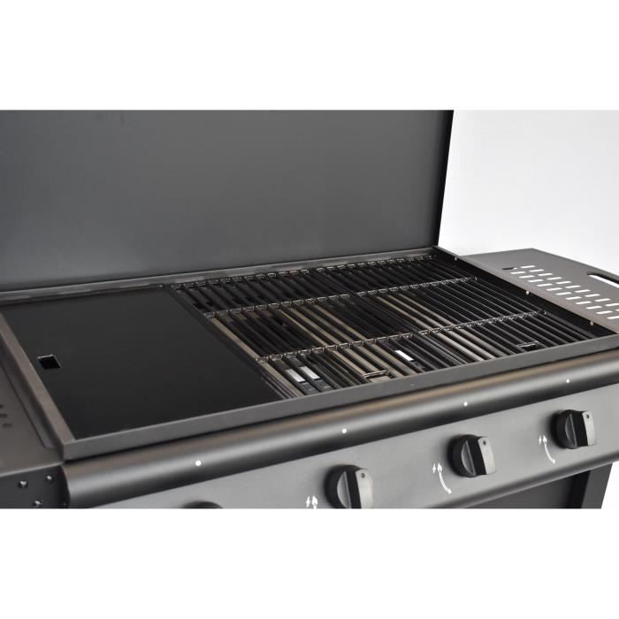 GRILL GARDEN Gas Barbecue - 4 Burners - Black - Protective Cover