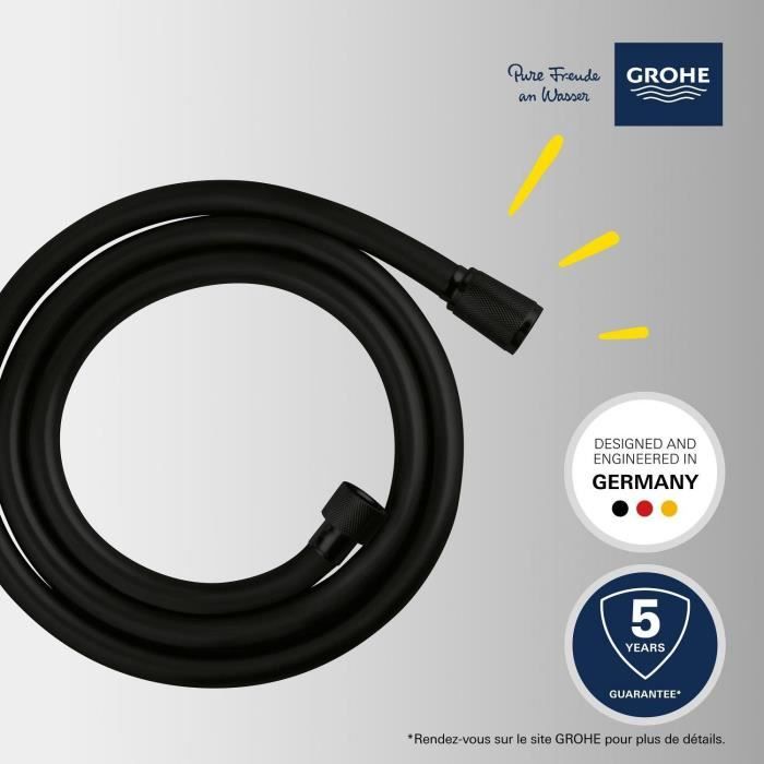GROHE Vitalio Flex Shower Hose - 1.5 m - Kink-Resistant - Matte Black - 287412432