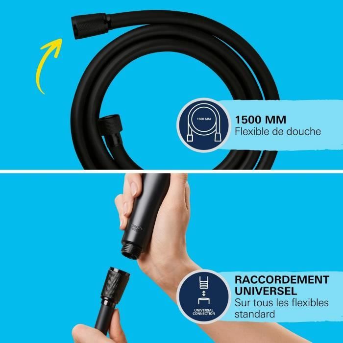 GROHE Vitalio Flex Shower Hose - 1.5 m - Kink-Resistant - Matte Black - 287412432