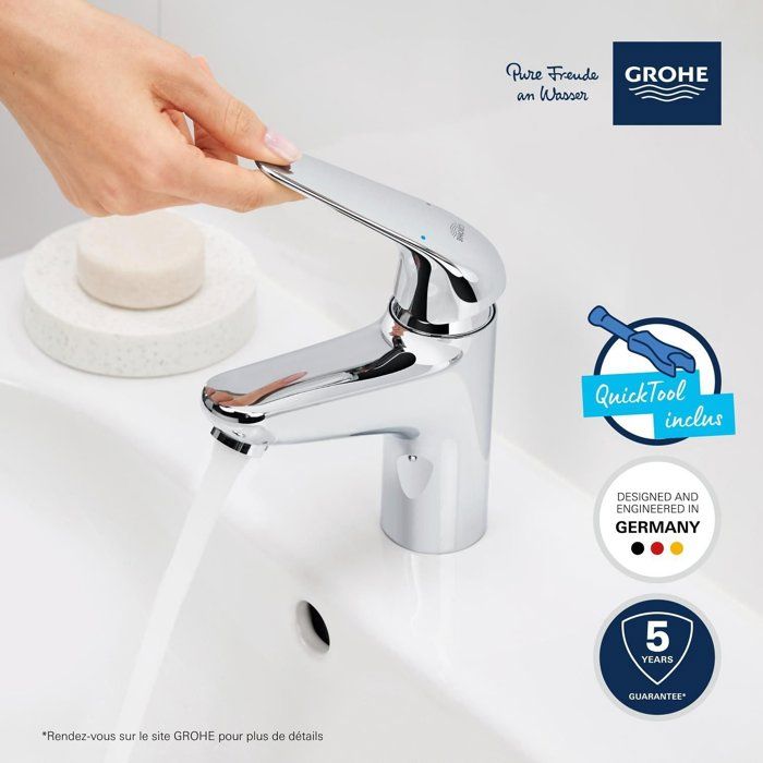 GROHE Swift - Single-Lever Basin Mixer Tap - 24325001 - Chrome - Size M - Water Saving