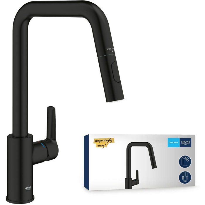 GROHE Start Kitchen Tap - Matte Black - Pull-Out Spray - 2 Spray Patterns