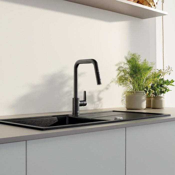 GROHE Start Kitchen Tap - Matte Black - Pull-Out Spray - 2 Spray Patterns