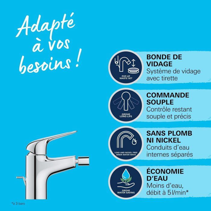 GROHE Swift - Single-Lever Bidet Mixer Tap - 24332001 - Chrome - With Swivel Joint - Water Saving