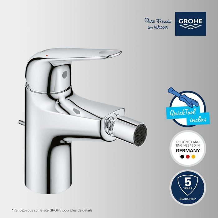GROHE Swift - Single-Lever Bidet Mixer Tap - 24332001 - Chrome - With Swivel Joint - Water Saving