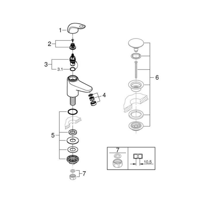 GROHE Swift - Single-Flow Hand Basin Tap - 20617001 - Chrome - Size XS - Water Saving