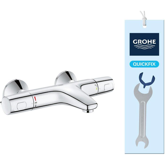 GROHE Precision Trend Thermostatic Bath/Shower Mixer - Chrome - Anti-Scald Protection