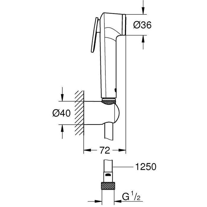 GROHE Vitalio Trigger Spray 30 Shower Set - Chrome - Wall Bracket Included 1-Jet