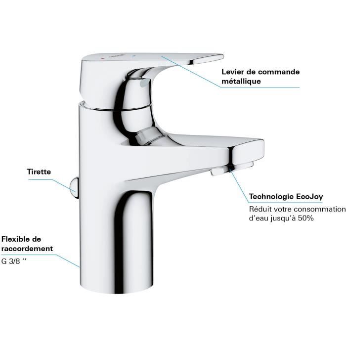 GROHE Start Flow Basin Mixer Tap, Single-Lever, Chrome, Size S, 23769000
