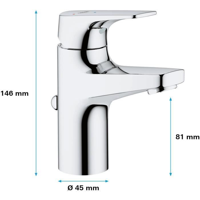 GROHE Start Flow Basin Mixer Tap, Single-Lever, Chrome, Size S, 23769000