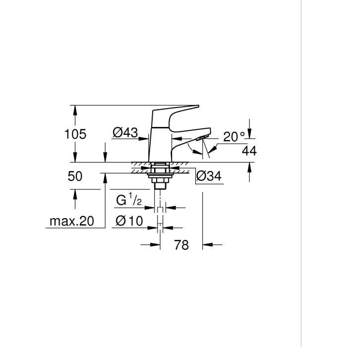 GROHE Start Flow Single-flow Bathroom Tap - Size XS - Chrome - Water Saving
