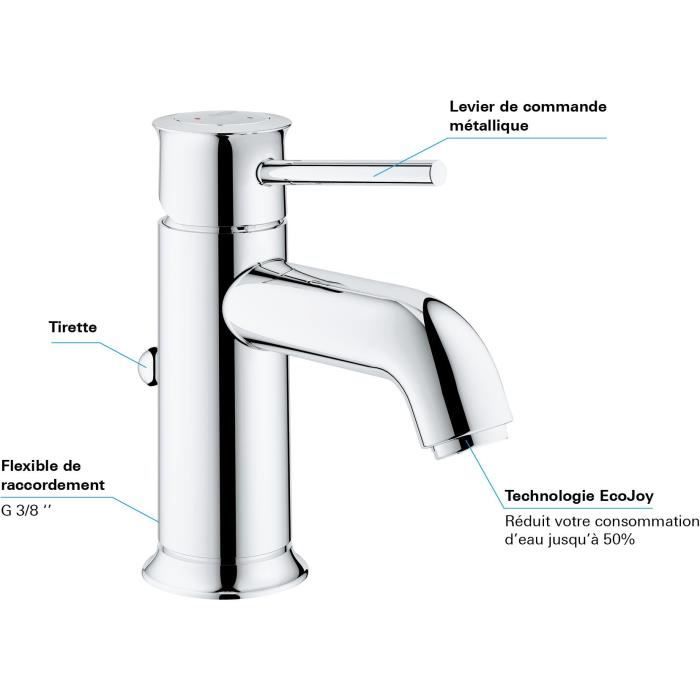 GROHE Start Classic Basin Mixer Tap, Single-Lever, Chrome, Size S, 23782000