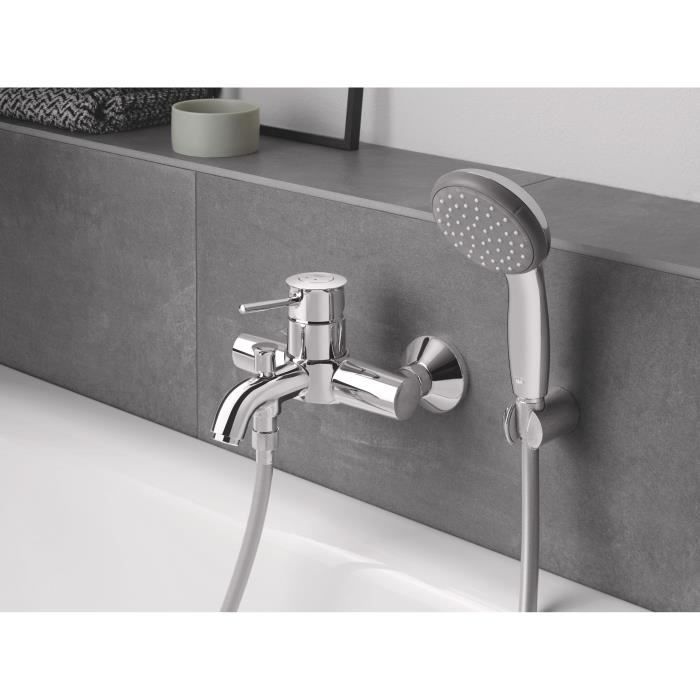GROHE Wall-Mounted Single-Lever Bath/Shower Mixer - Chrome Finish - Depth 191 mm