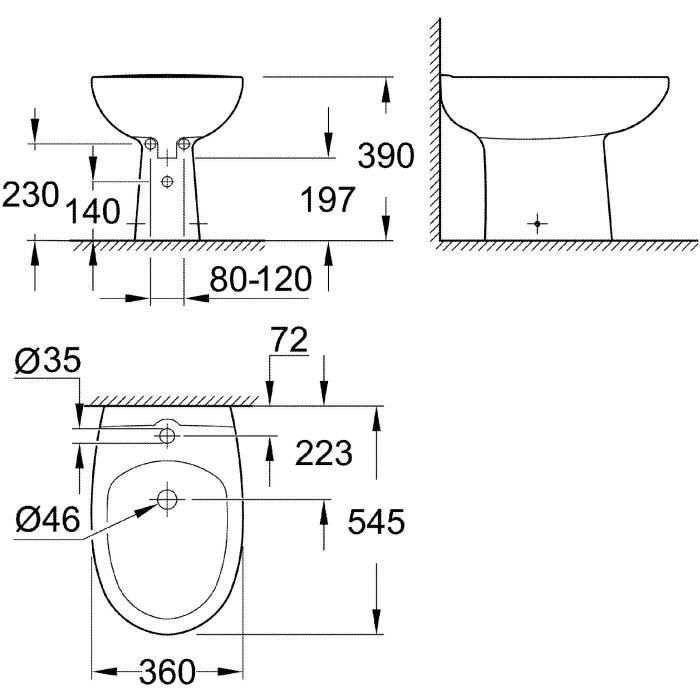 GROHE Freestanding Bidet 360 mm - Sanitary Ceramic - Height 390 mm