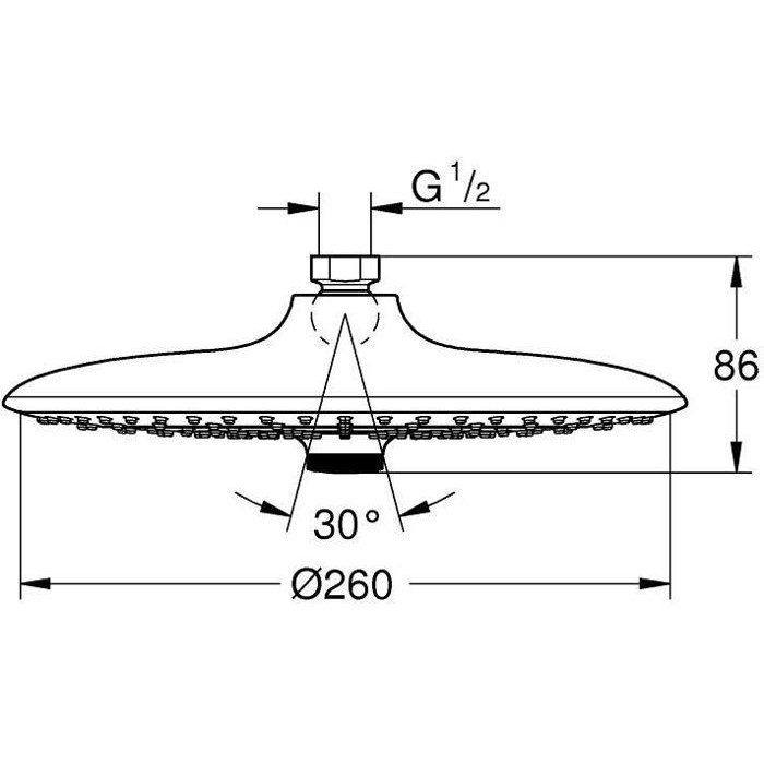 GROHE - Douche de tete Vitalio Joy 260 - 3 jets - chromé - raccords filetés 1/2 - économie d'eau
