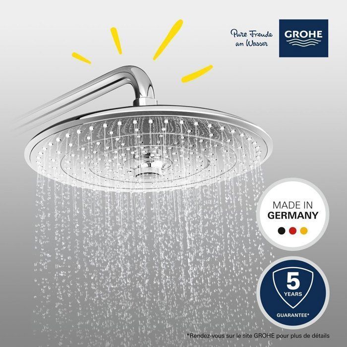 GROHE - Douche de tete Vitalio Joy 260 - 3 jets - chromé - raccords filetés 1/2 - économie d'eau